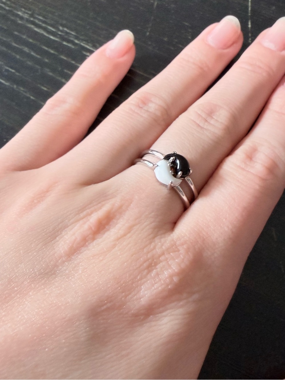 Double Sterling Silver Ying Yang Ring